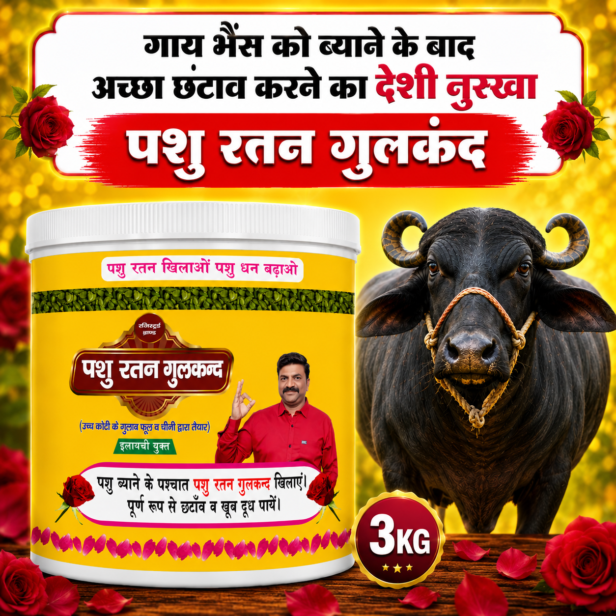 pashu ratan gulkand | milk increase & post delivery care for cows & buffaloes ( pack of 3 kg ) pashu ratan gulkand | milk increase & post delivery care for cows & buffaloes ( pack of 3 kg )