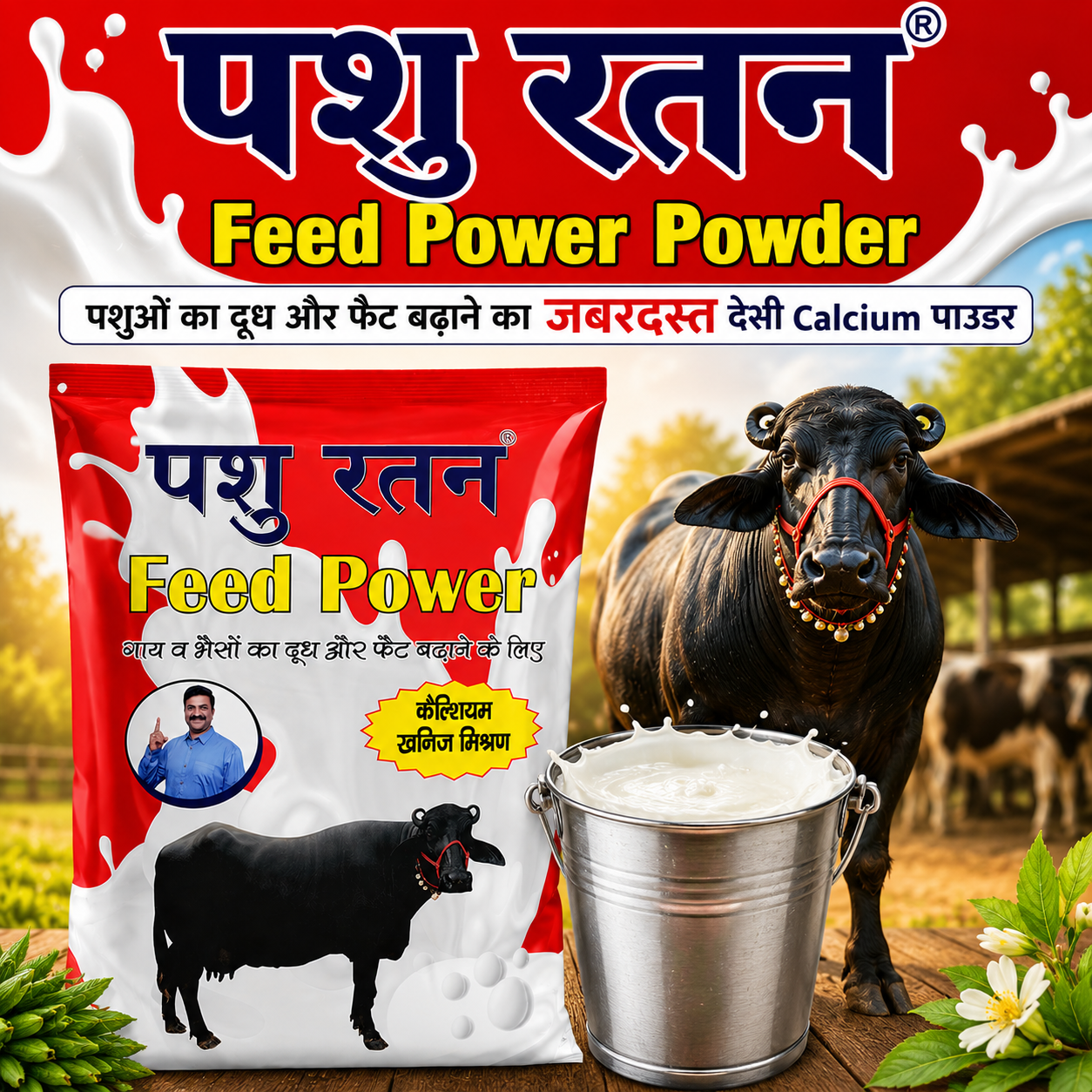 Home pashu ratan summer dairy power combo | 4kg desi kori khand + 1kg cool time powder for cows & buffaloes